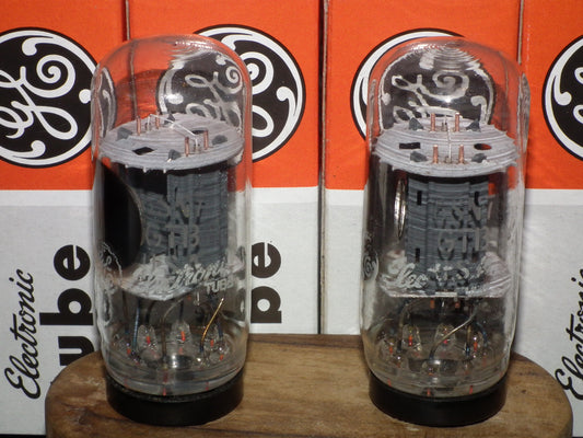 Matched Pair (2 tubes) 6SN7GTB General Electric NOS NIB Coin Base