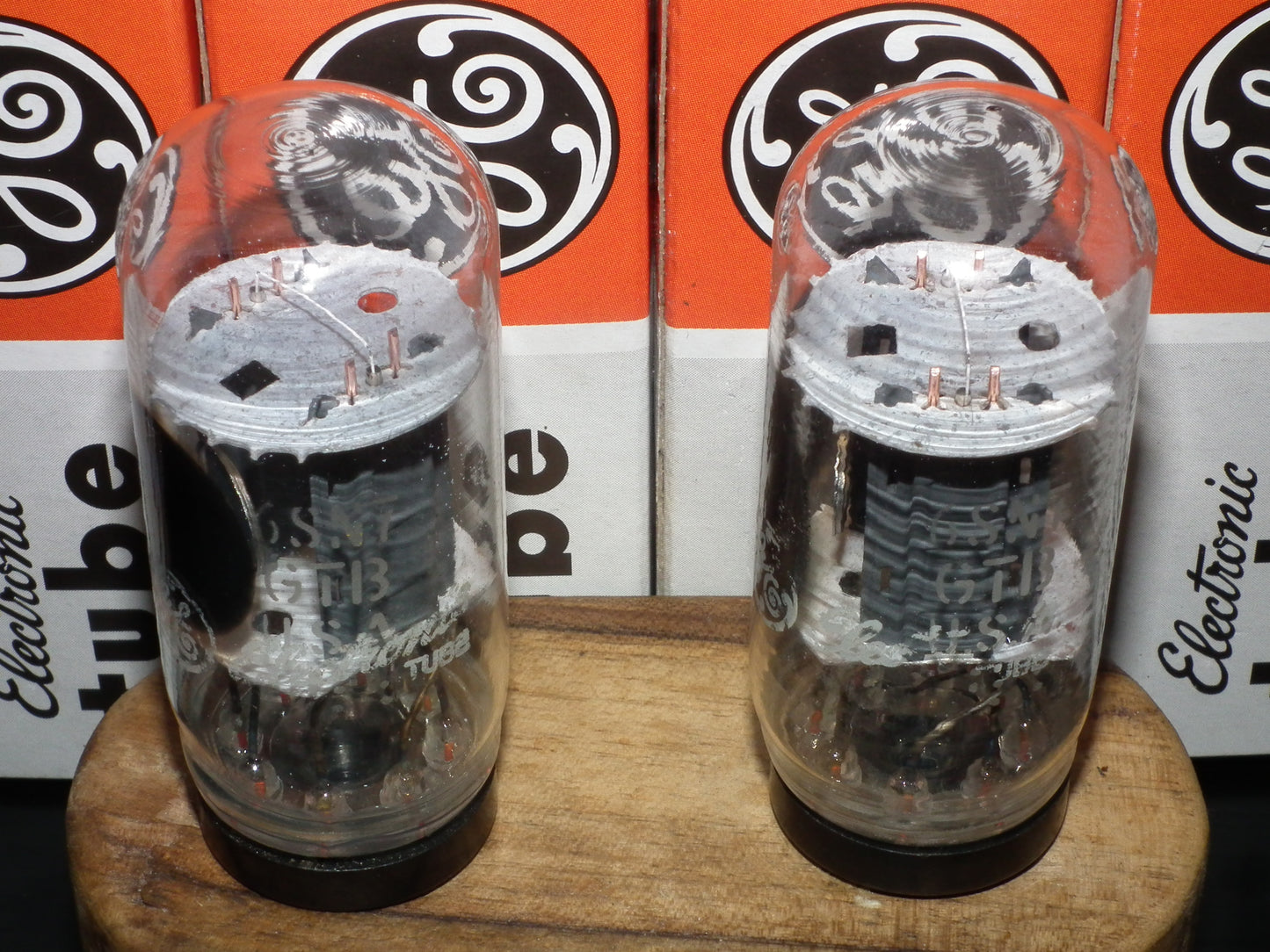 Matched Pair (2 tubes) 6SN7GTB General Electric NOS NIB Coin Base