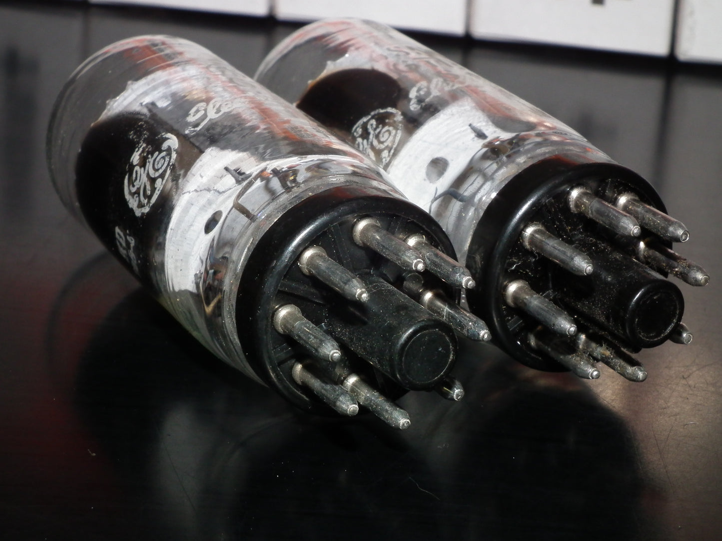 Matched Pair (2 tubes) 6SN7GTB General Electric NOS NIB Coin Base