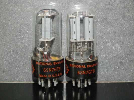 Matched Pair 6SN7GTB National Electronics Made in USSR