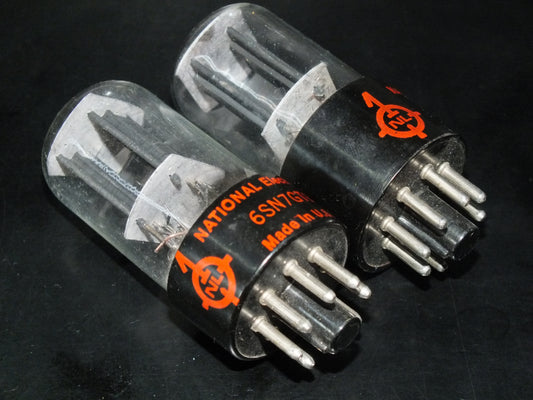 Matched Pair 6SN7GTB National Electronics D Getter Black Anodes