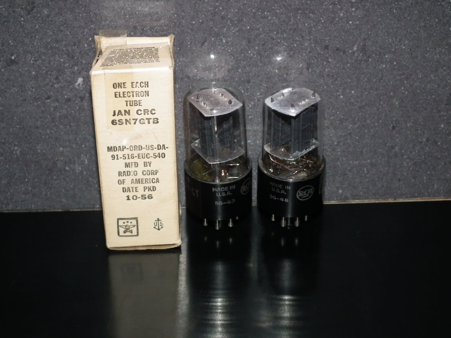 6SN7GTB RCA NOS Square Getter 1956 Codes Matched Pair (2 tubes)