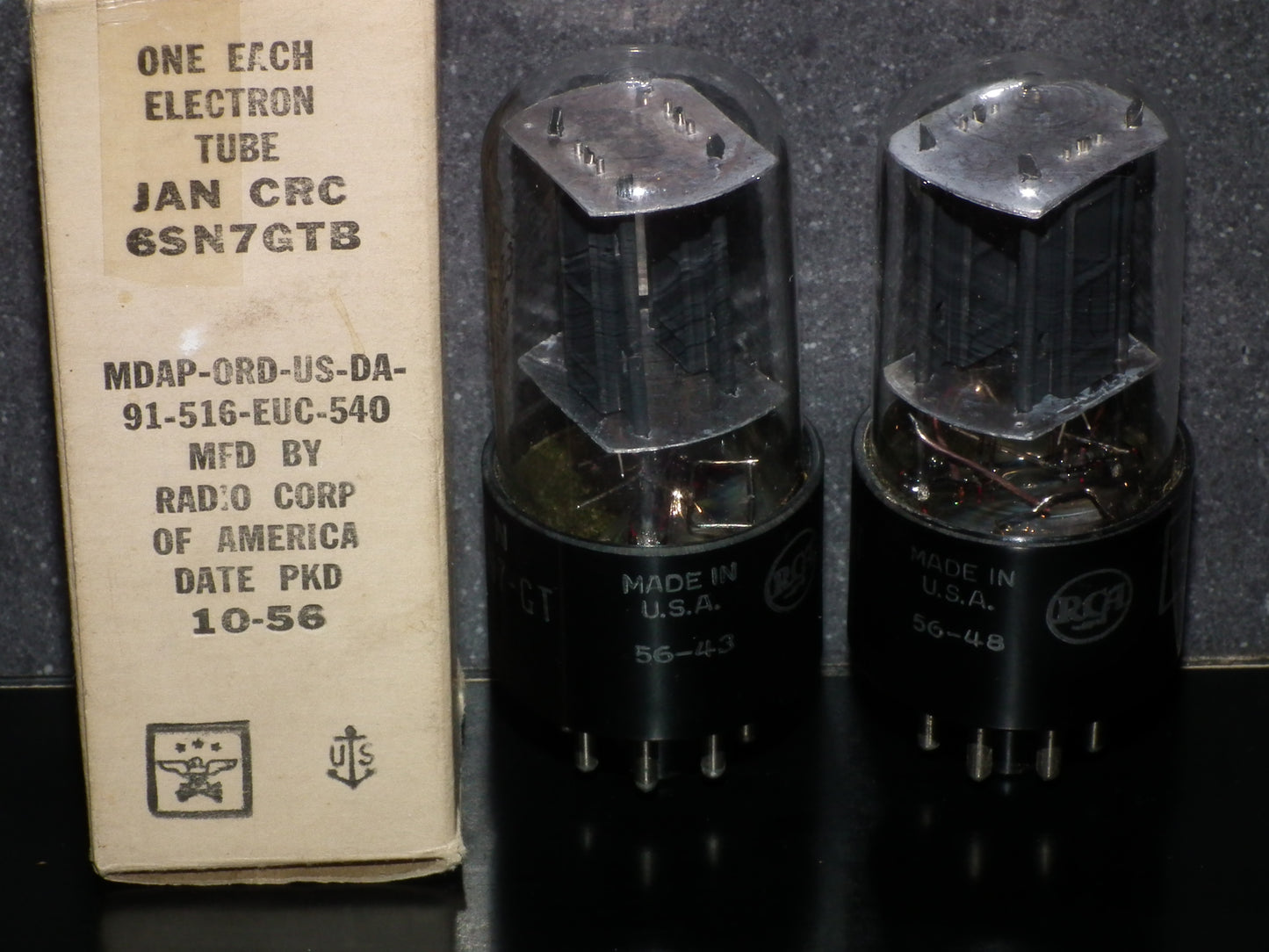 6SN7GTB RCA NOS Square Getter 1956 Codes Matched Pair (2 tubes)