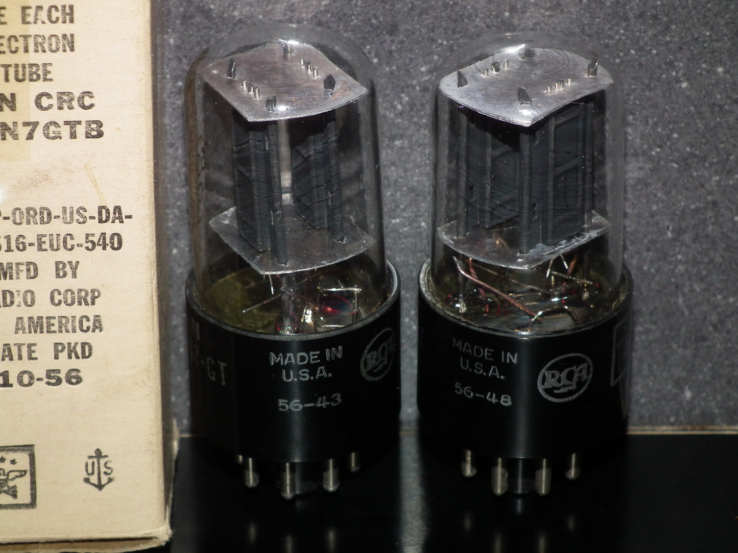 6SN7GTB RCA NOS Square Getter 1956 Codes Matched Pair (2 tubes)