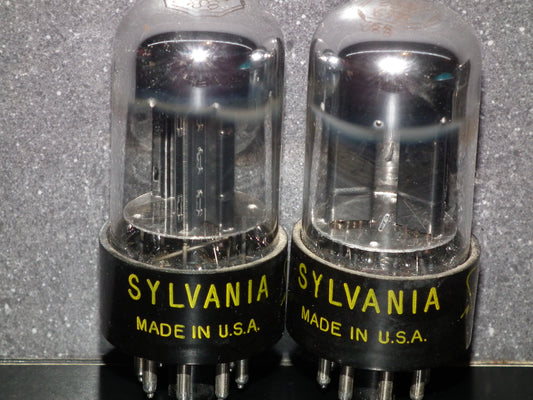 6SN7GTB Sylvania Black Anodes Bad Boy Chrome Tops Matched Pair