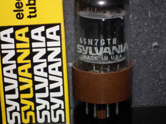 One 6SN7GTB Sylvania (1 pc) NOS NIB Tested Balanced Brown Base