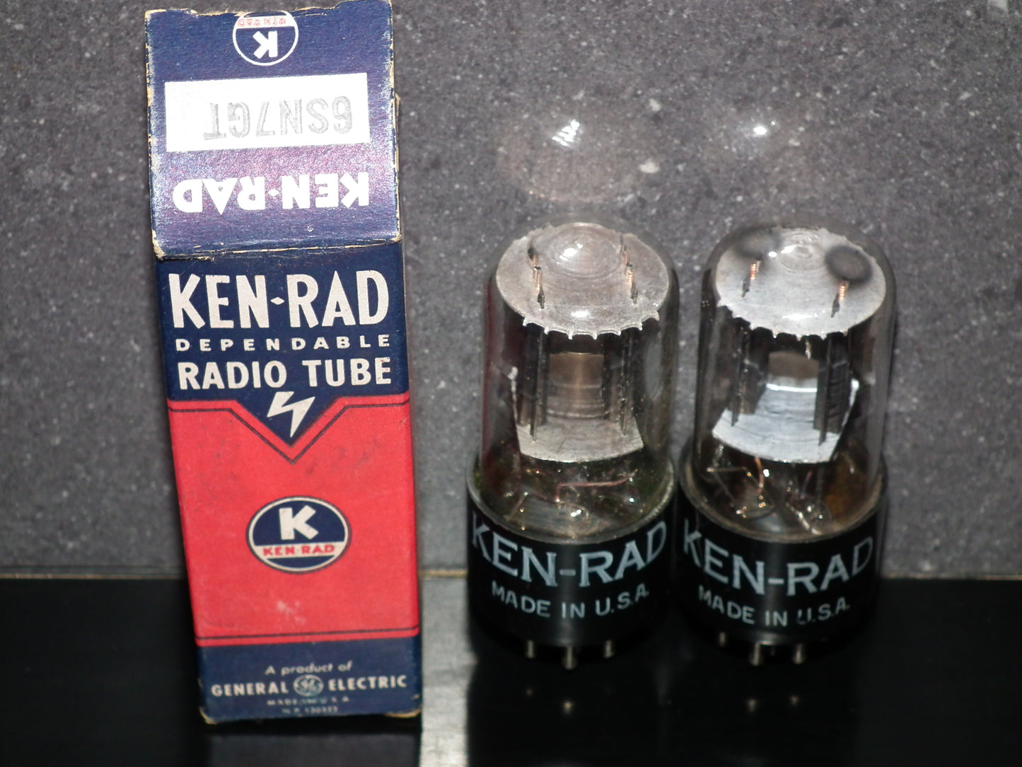 6SN7GT Ken Rad Square Getter 188 Codes Matched Pair (2 tubes)