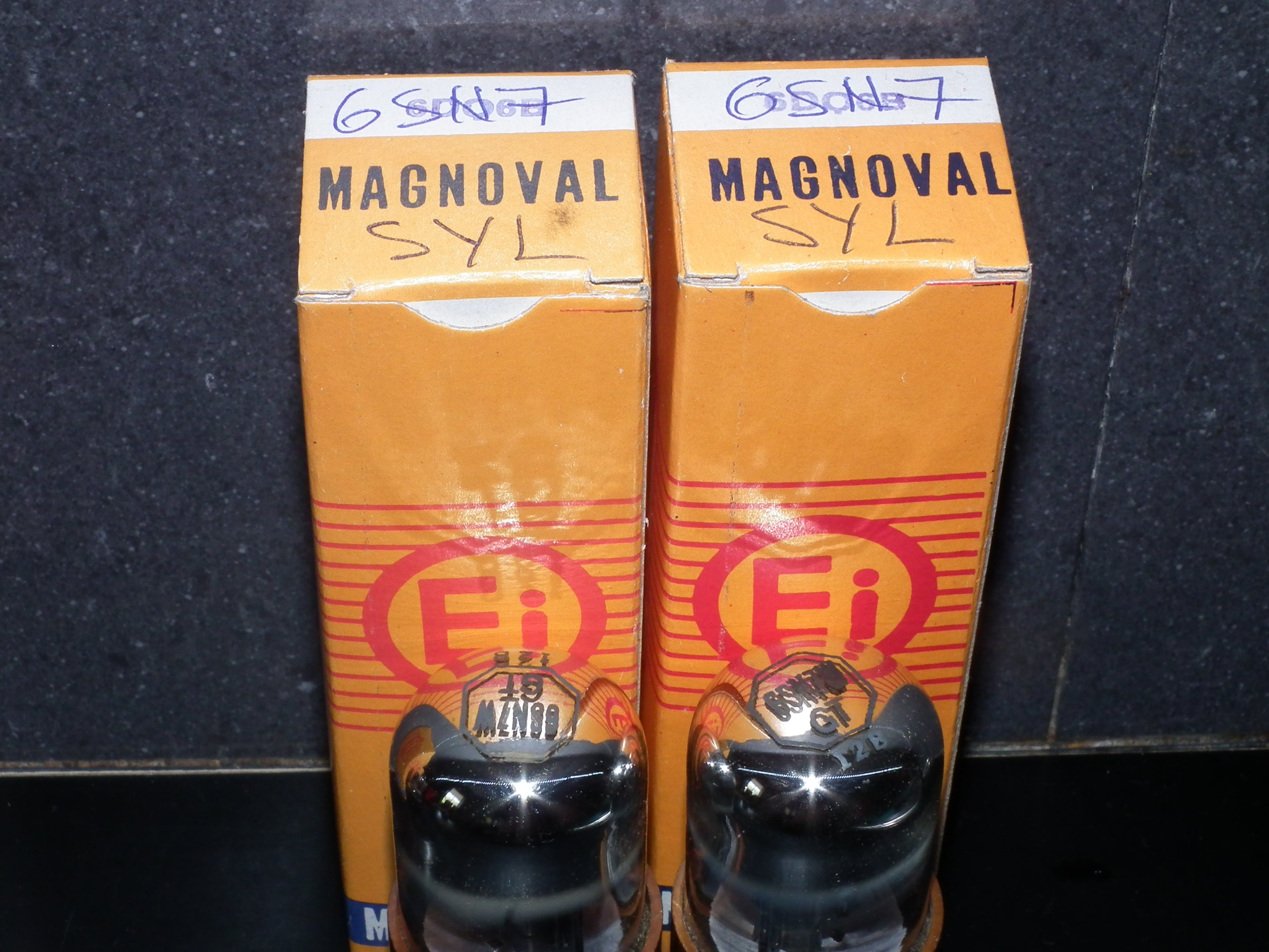 Matched Pair RARE 6SN7WGT Sylvania NOS Chrome Tops RARE Brown base