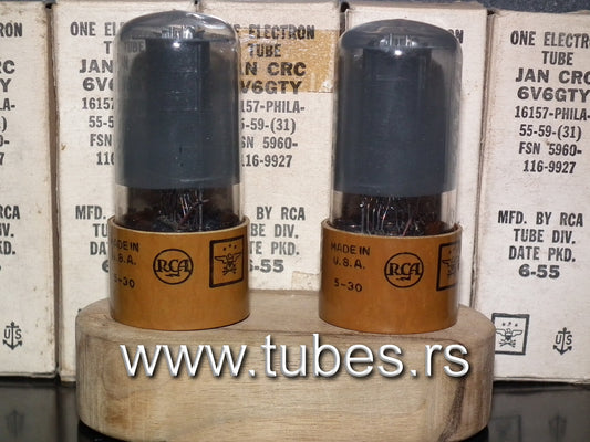 Platinum matched pair 6V6GTY RCA Black Plates Gray Coated NOS NIB JAN boxes