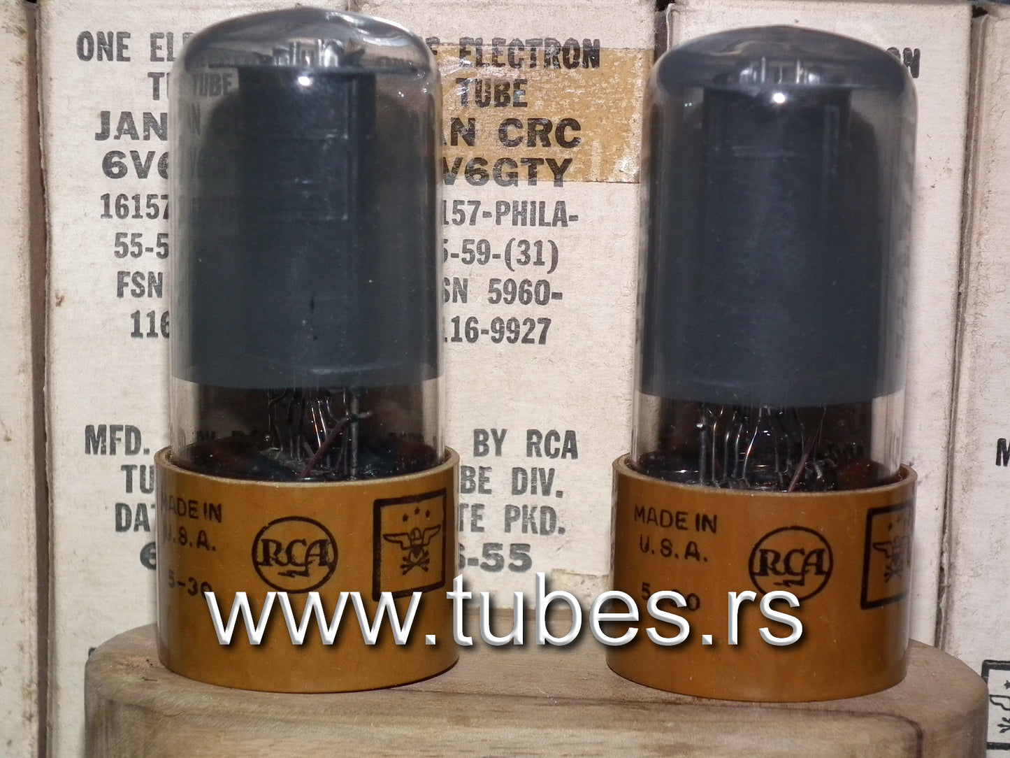 Platinum matched pair 6V6GTY RCA Black Plates Gray Coated NOS NIB JAN boxes