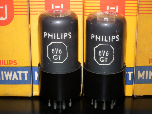 Platinum Matched Pair 6V6GT Philips Mazda 1959 Great Sounding 6V6