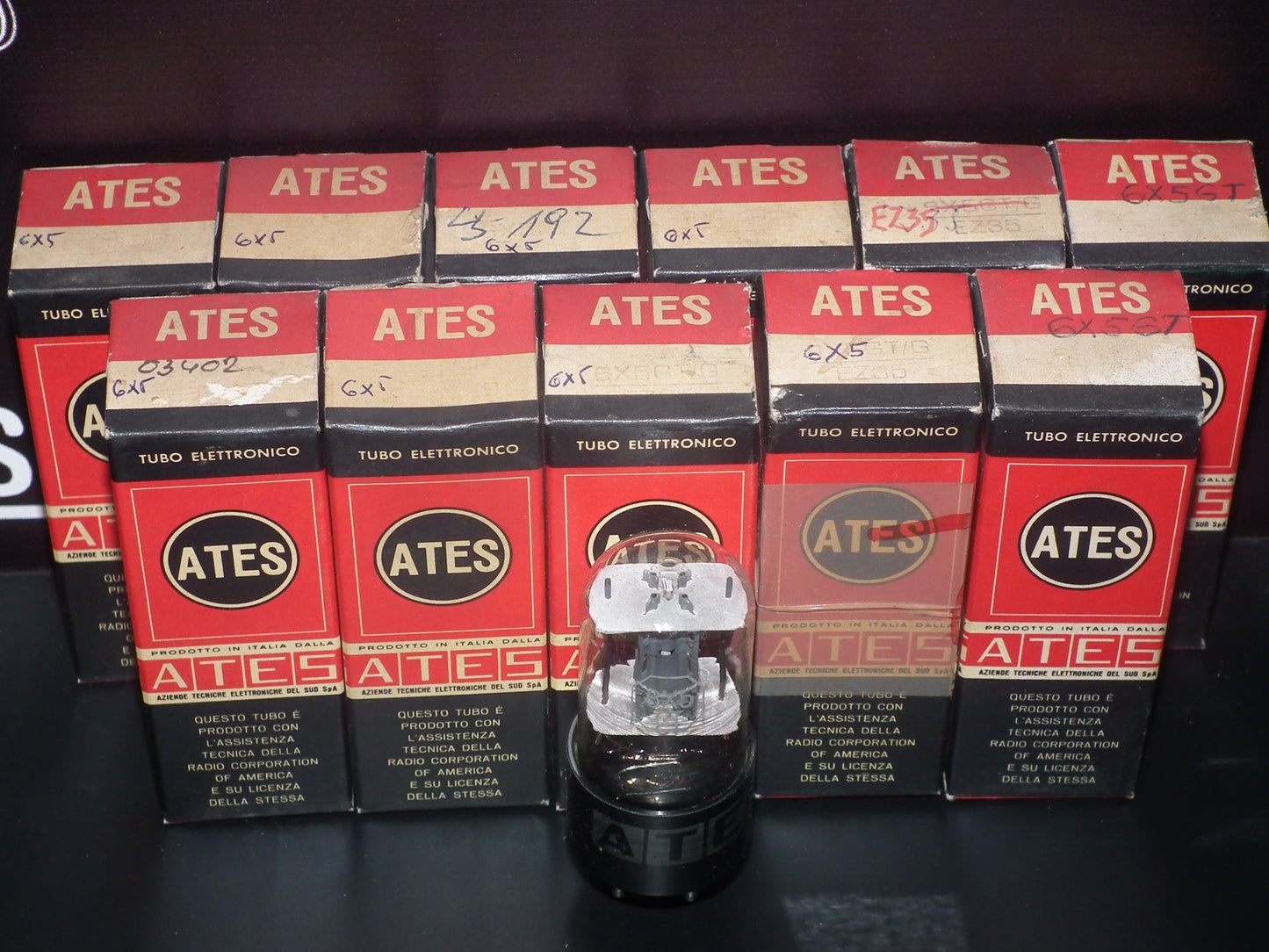 6X5GT RCA ATES NOS NIB Dual square getters
