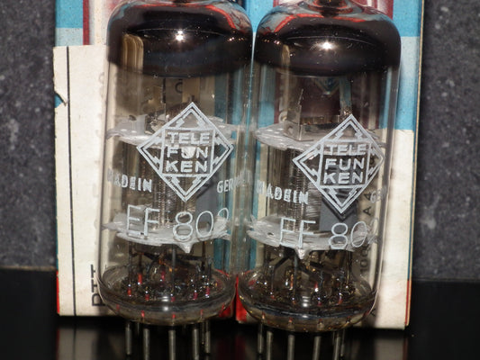 Factory Matched Pair EF802 Telefunken Diamond Bottom NOS NIB (~EF800)