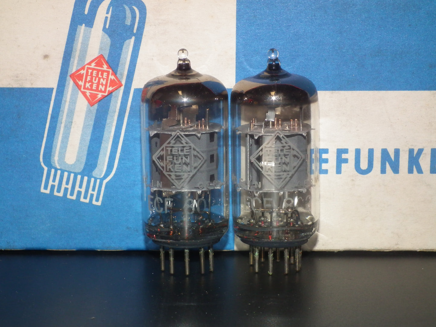 ECF802 Telefunken Platinum Matched Pair NOS NIB 6JW8 Diamond Bottom Berlin Plant