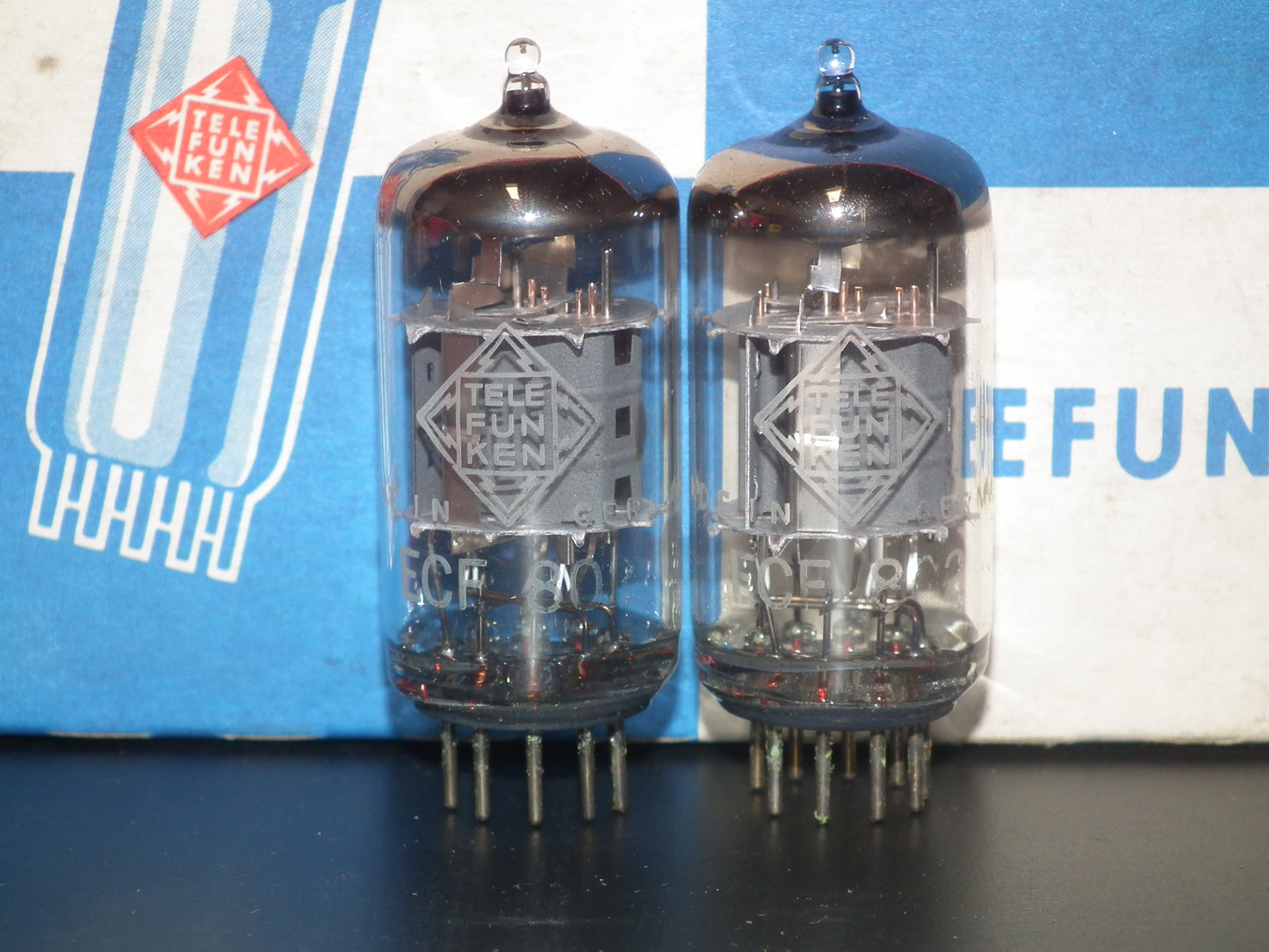 ECF802 Telefunken Platinum Matched Pair NOS NIB 6JW8 Diamond Bottom Berlin Plant