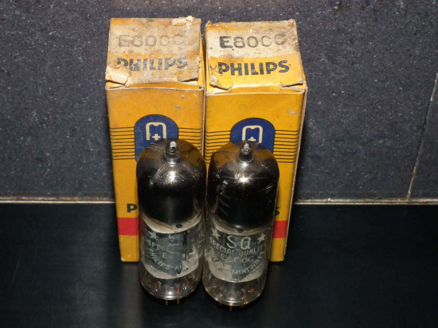 E80CC Philips 6085 Matched pair Eindhoven 1954 (FOIL D Getter, PINCHED WAIST!)
