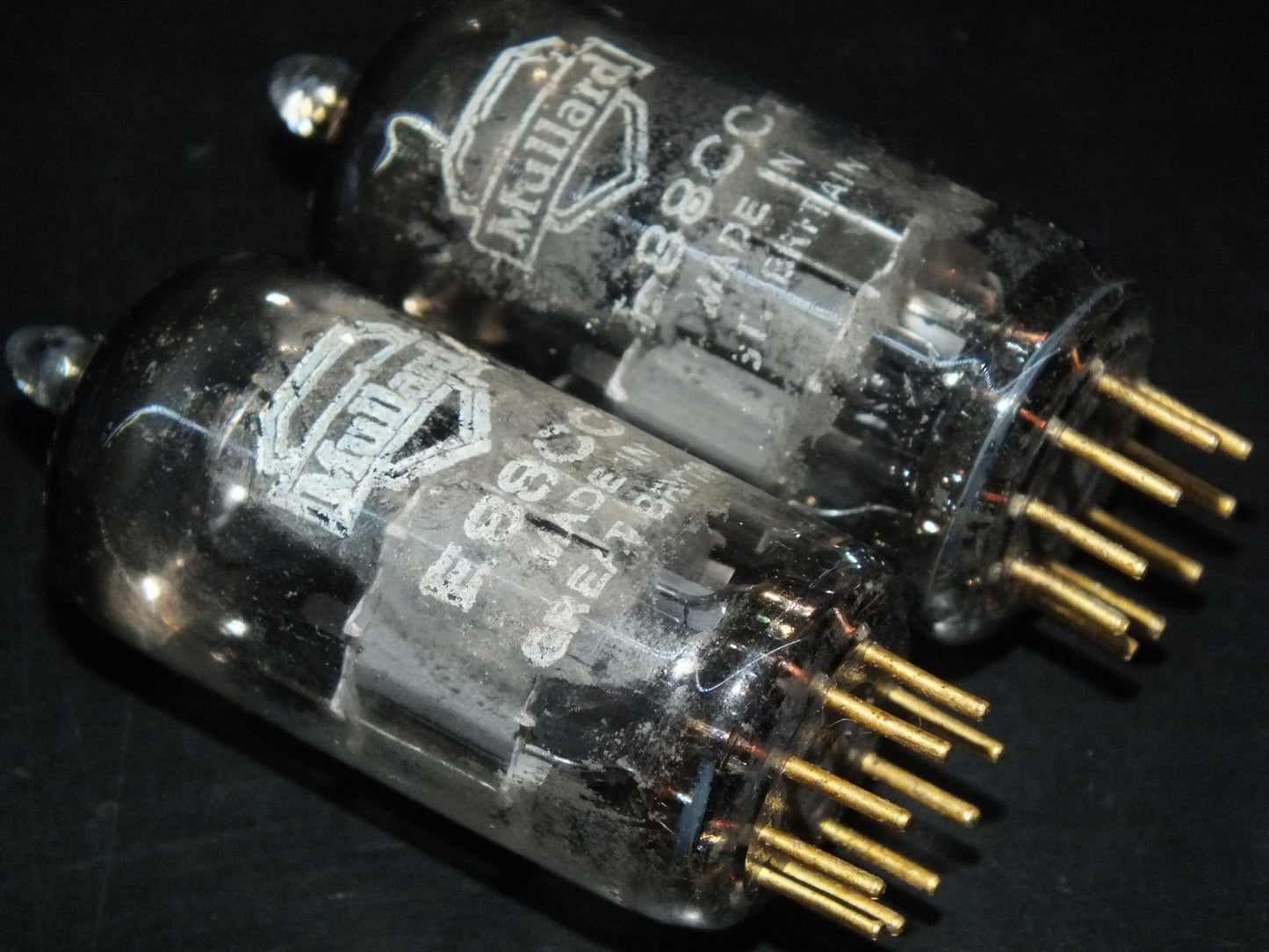 Matched Pair E88CC CV2492 Mullard Mitcham ECC88 Gold Pins 70%