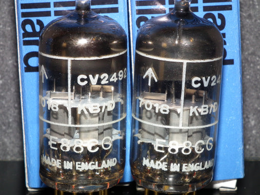 Platinum Matched Pair CV2492 Mullard Mitcham E88CC ECC88 Gold Pins NOS