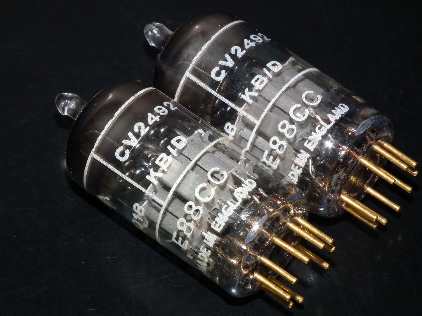 Platinum Matched Pair CV2492 Mullard Mitcham E88CC ECC88 Gold Pins NOS