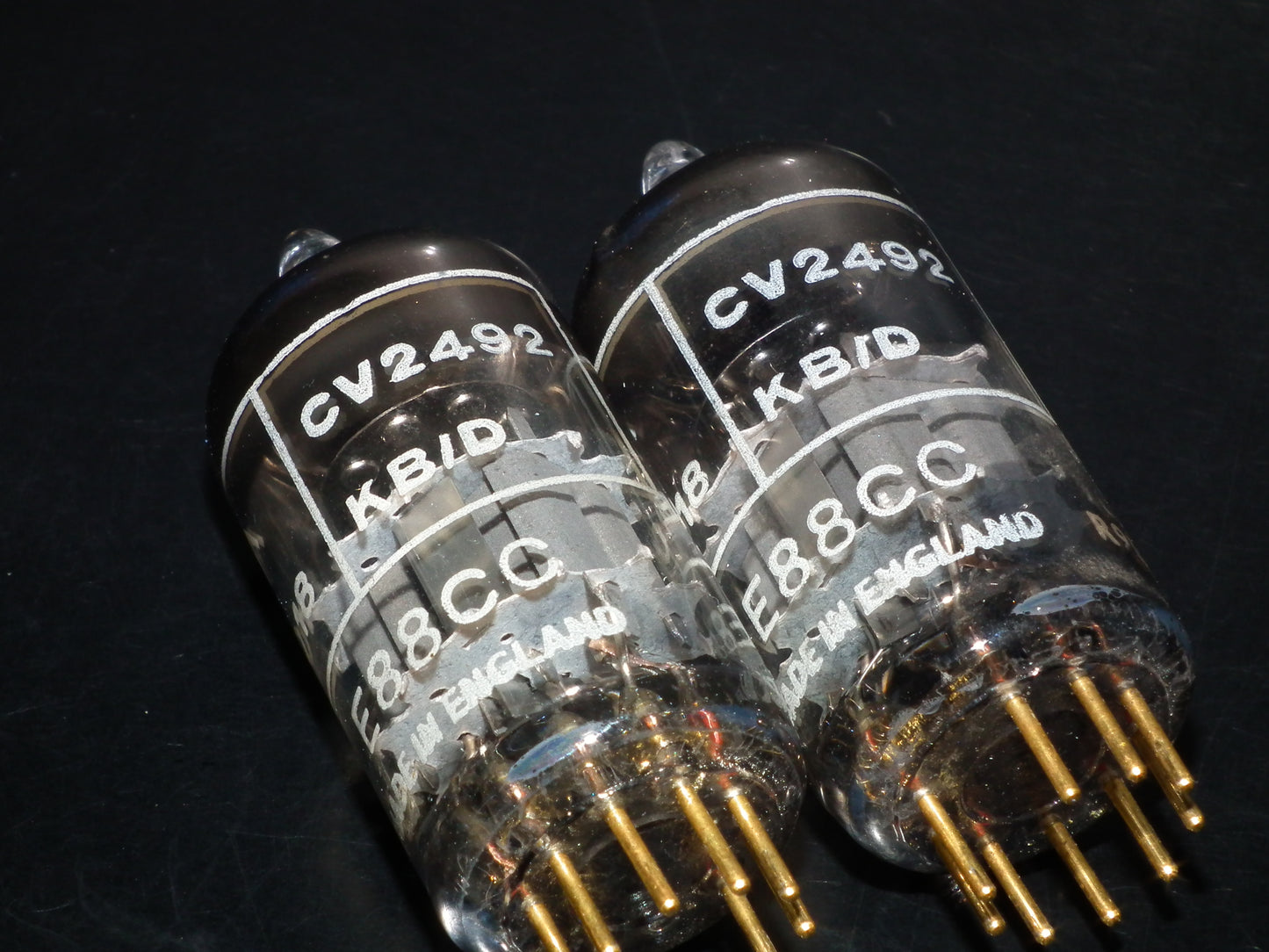 Platinum Matched Pair CV2492 Mullard Mitcham E88CC ECC88 Gold Pins NOS