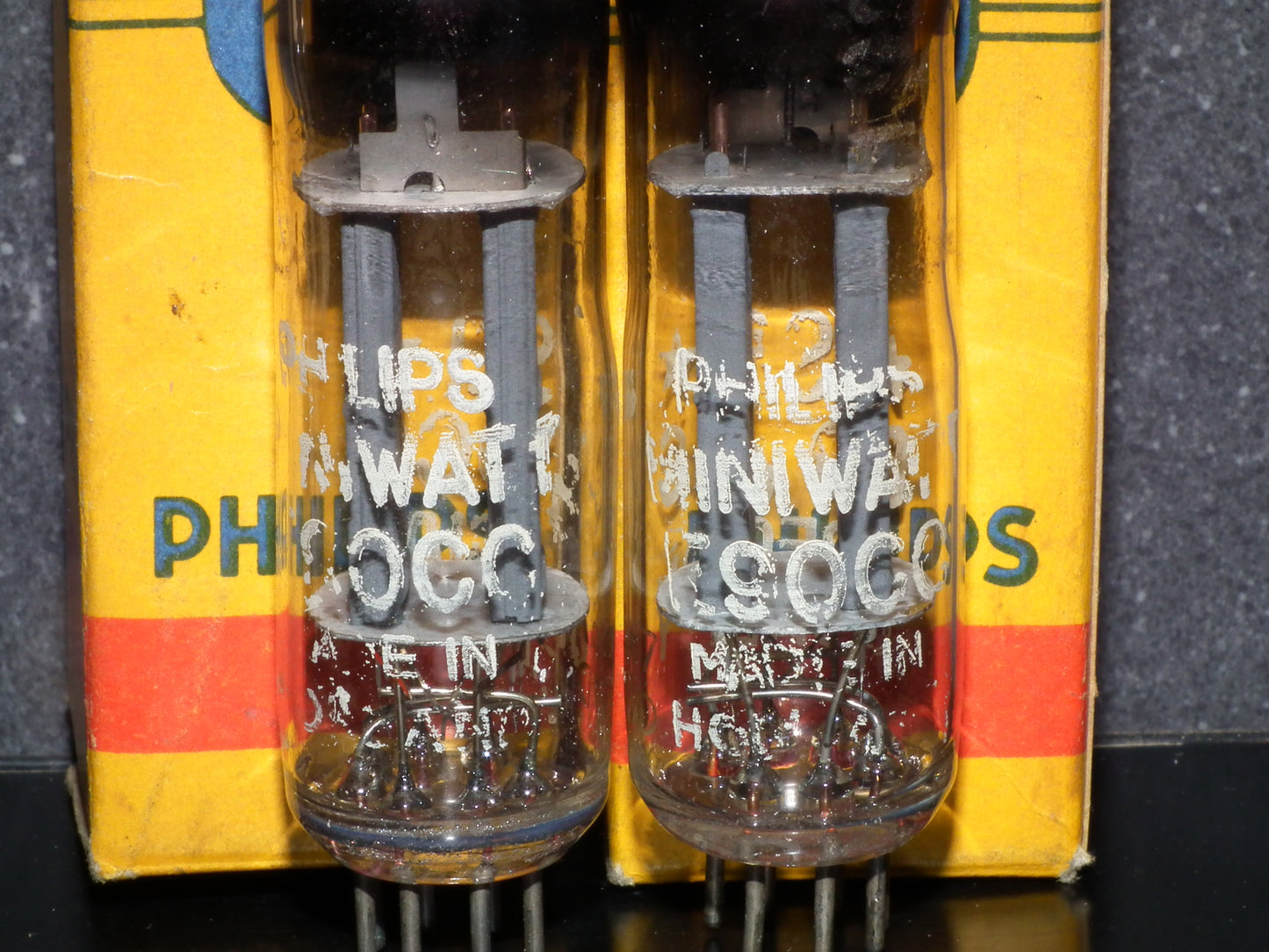 Matched Pair E90CC Philips NOS NIB Crossfoil D Getter Pinched Waist