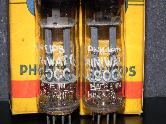 Matched Pair E90CC Philips NOS NIB Crossfoil D Getter Pinched Waist