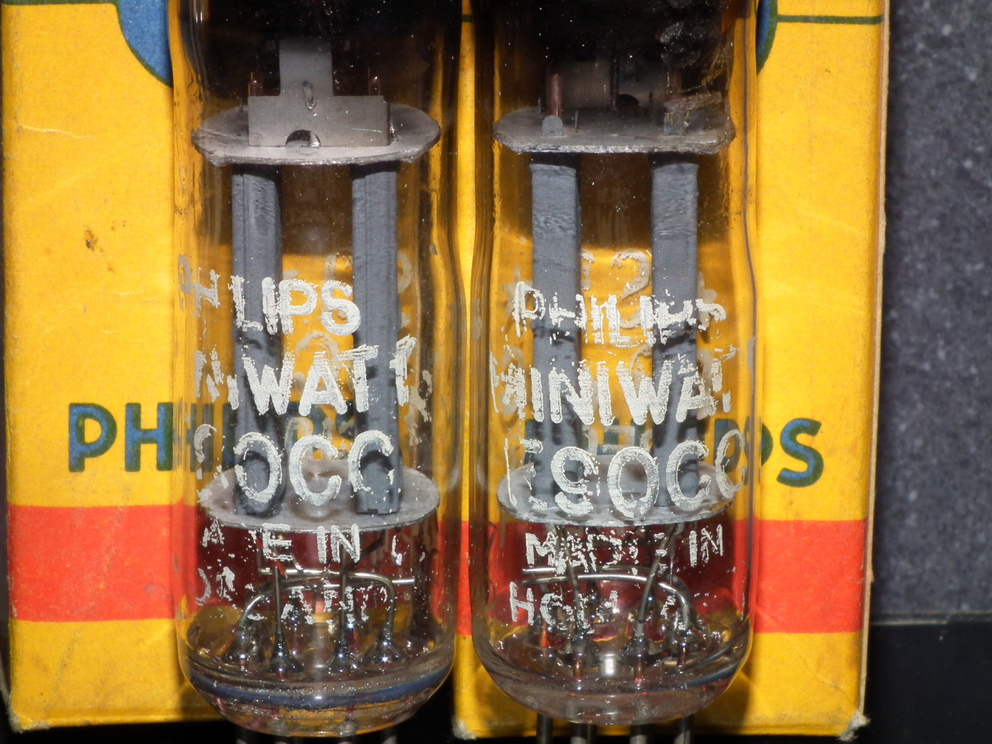Matched Pair E90CC Philips NOS NIB Crossfoil D Getter Pinched Waist