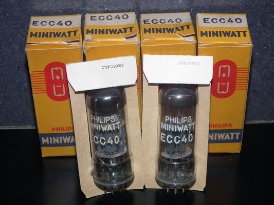 Platinum Matched Pair ECC40 Philips Miniwatt NOS NIB