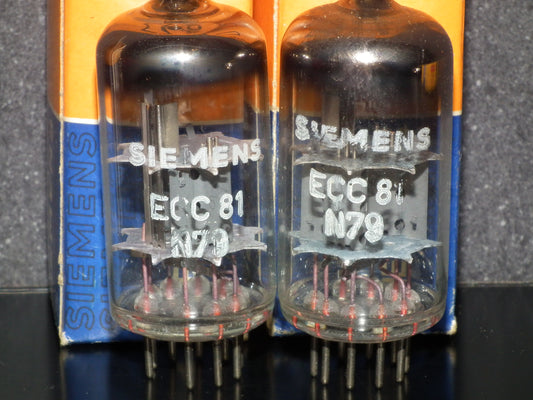 ECC81 Siemens Platinum Matched Pair NOS NIB 12AT7