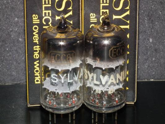 ECC81 SYLVANIA 12AT7 NOS NIB Matched Pair USA