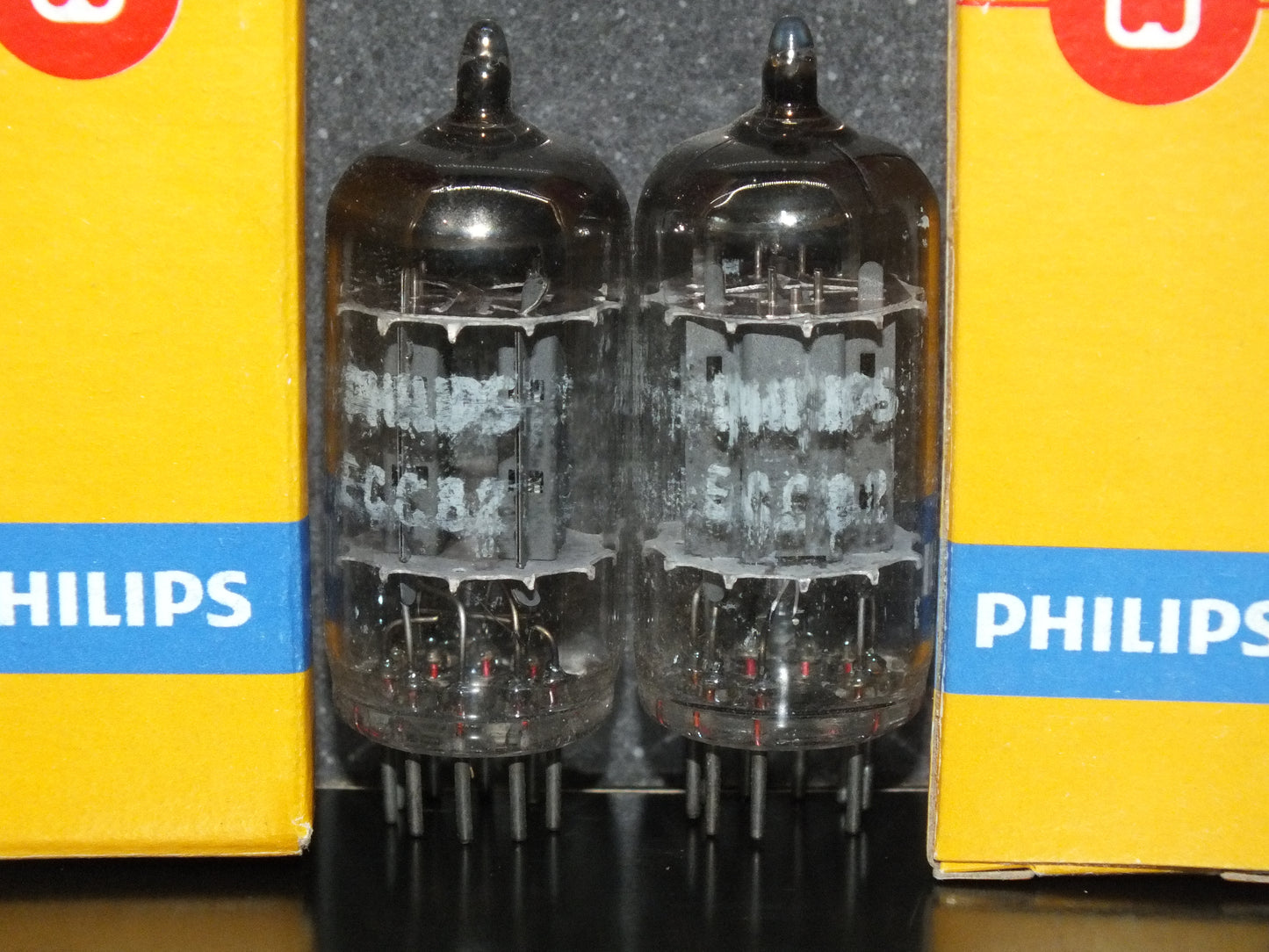 Matched Pair ECC82 12AU7 EI Yugoslavia Telefunken Long Smooth Plates Philips