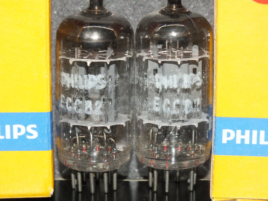 Matched Pair ECC82 12AU7 EI Yugoslavia Telefunken Long Smooth Plates Philips