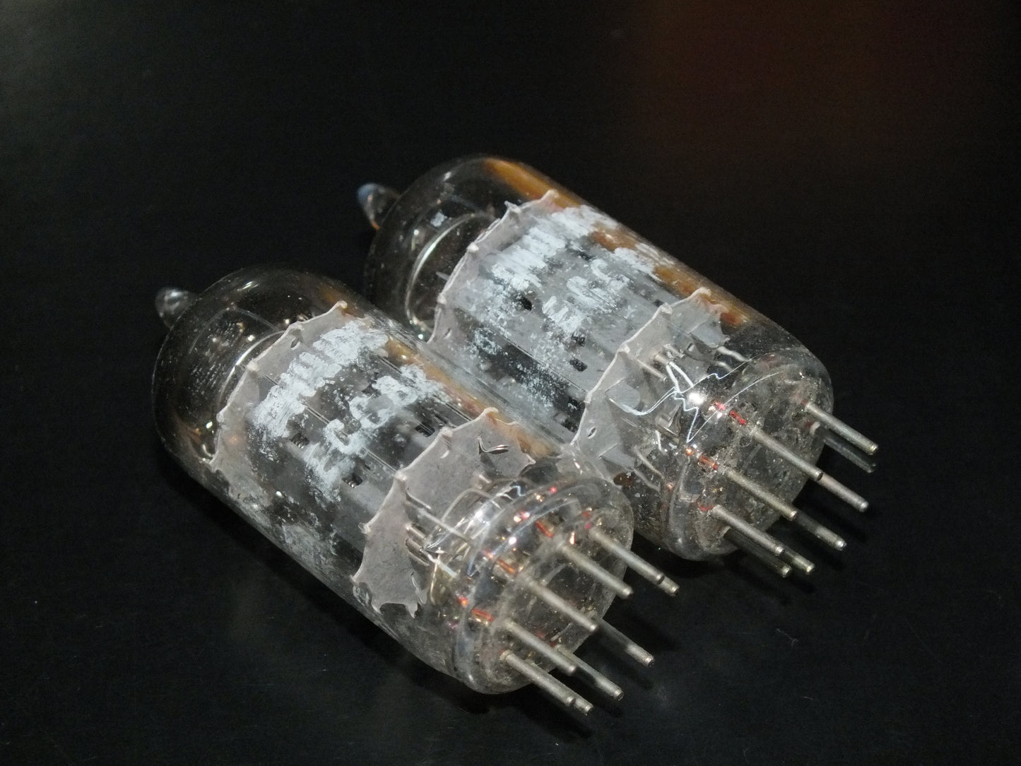 Matched Pair ECC82 12AU7 EI Yugoslavia Telefunken Long Smooth Plates Philips