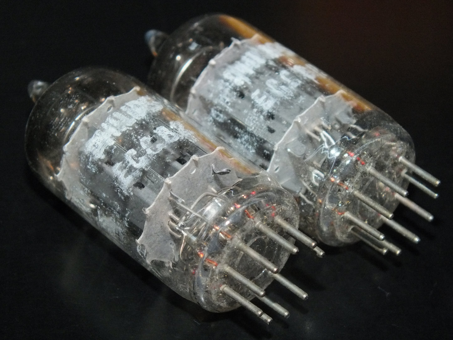 Matched Pair ECC82 12AU7 EI Yugoslavia Telefunken Long Smooth Plates Philips