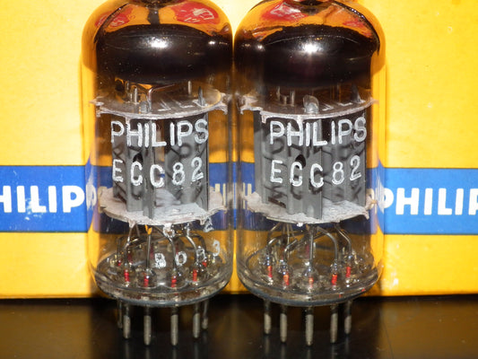 Platinum Matched Pair ECC82 12AU7 Mullard Blackburn 1960 NOS NIB