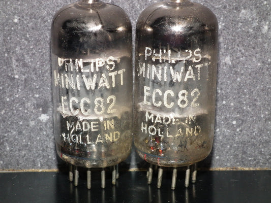 ECC82 12AU7 Philips Holland Platinum Matched Pair Heerlen 60s 80%
