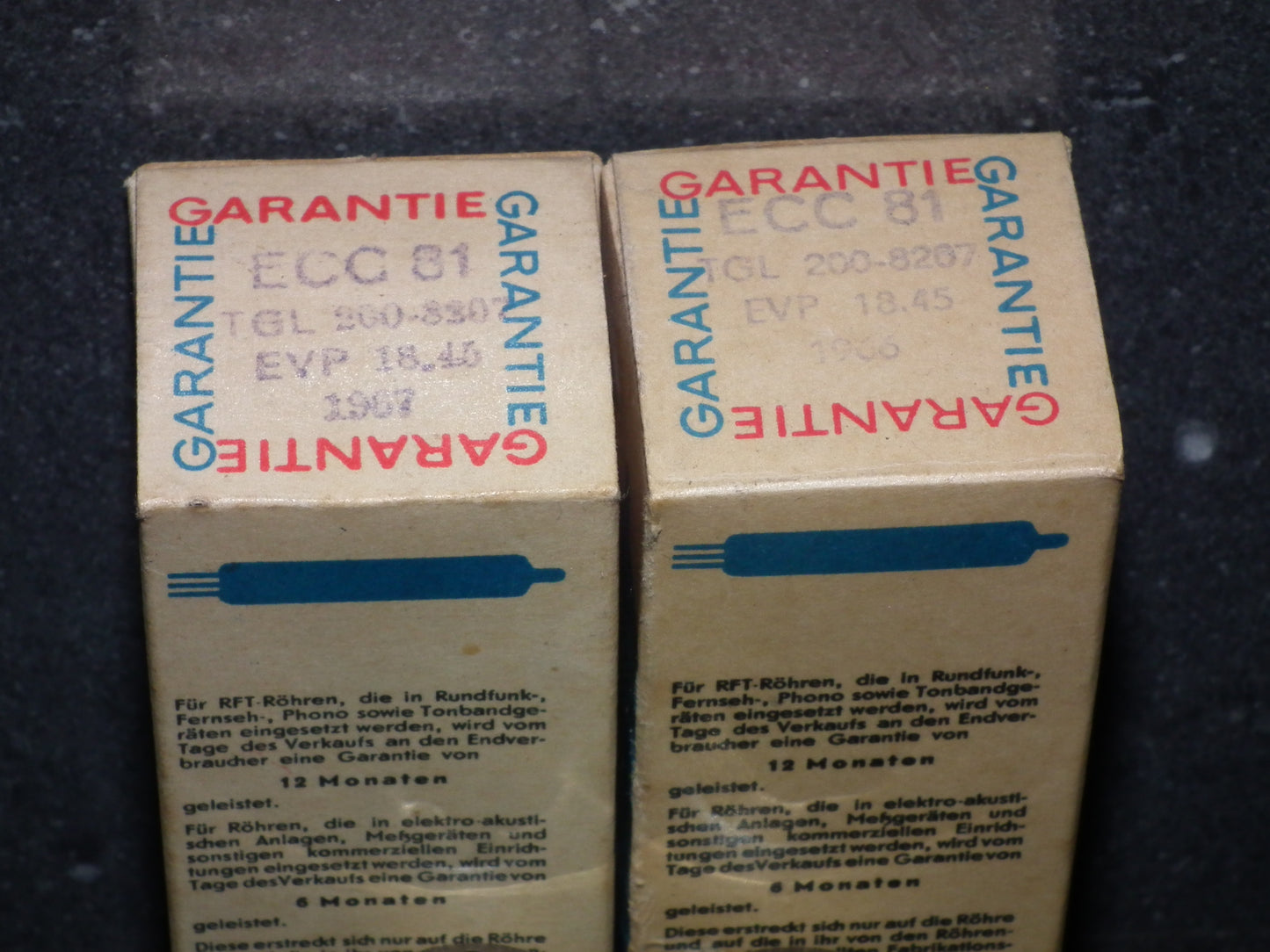 ECC82 12AU7 RFT Germany NOS NIB Platinum Matched Pair early 60s