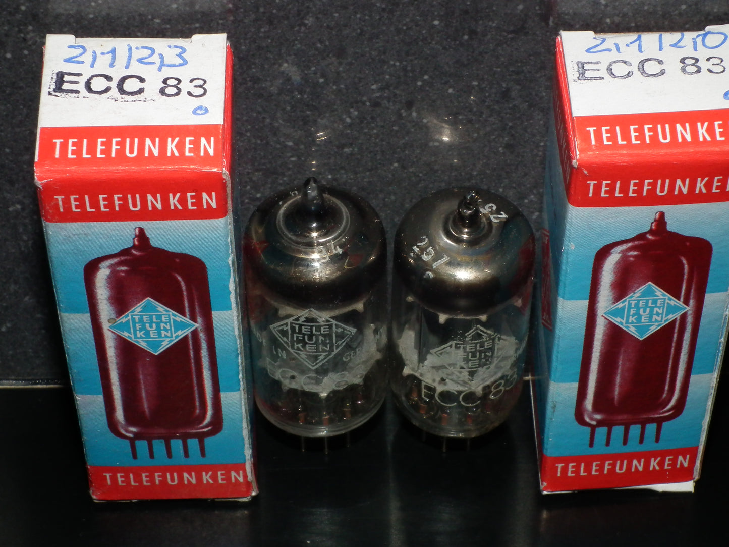 Platinum Matched Pair 12AX7 Telefunken ECC83 Tested NOS Ribbed Anodes <>
