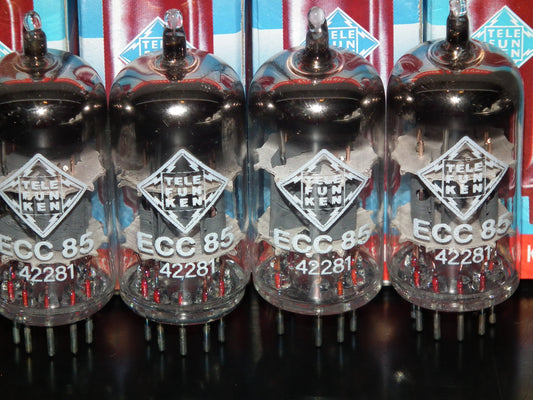 ECC85 6AQ8 Telefunken NOS Platinum matched quad