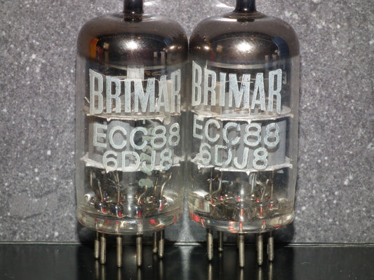 Platinum Matched Pair ECC88 BRIMAR 6DJ8 tested 90% Balanced sections