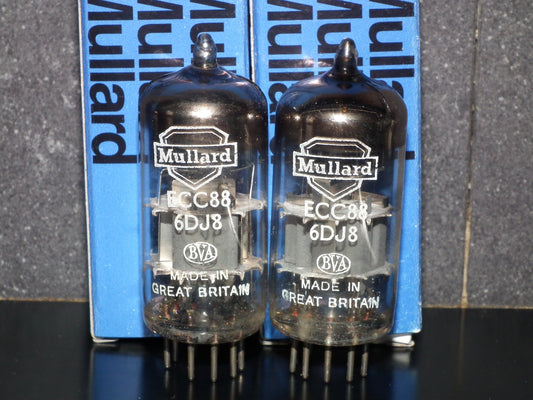 Platinum Matched Pair ECC88 Mullard Blackburn 6DJ8 NOS 1967