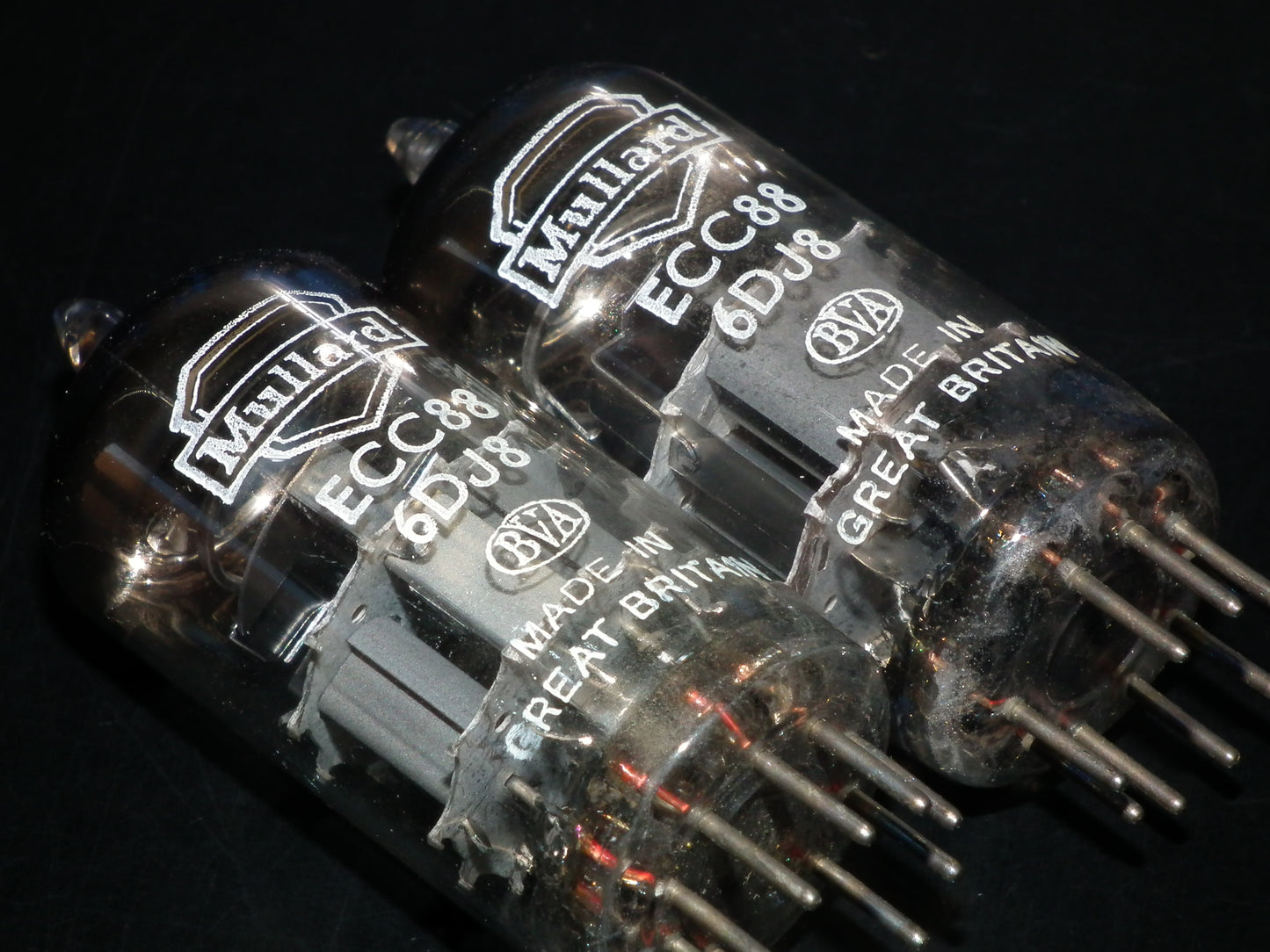 Platinum Matched Pair ECC88 Mullard Blackburn 6DJ8 NOS 1967
