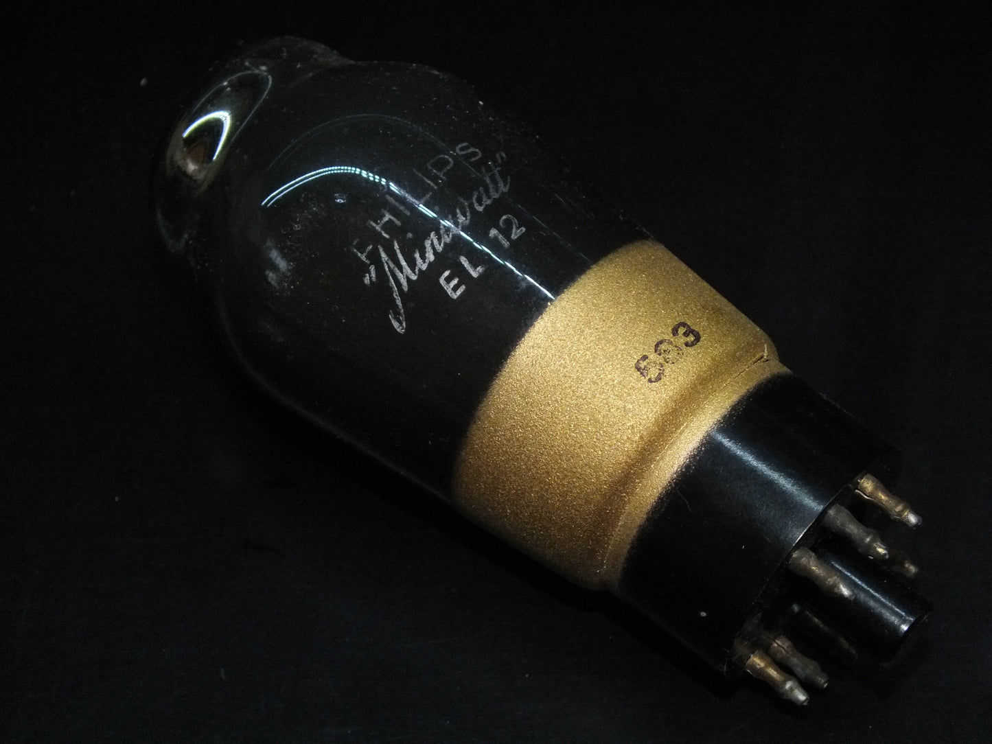 EL12 Philips Output Pentode Old Type Gold Coated
