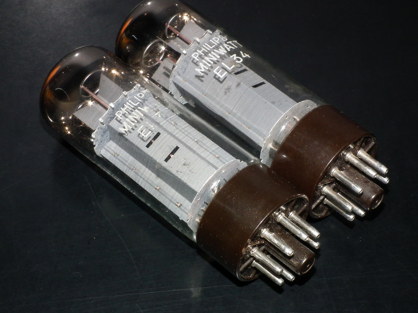EL34 6CA7 Mullard Xf2 OO  Getter Welded Anodes Platinum Matched Pair 100%