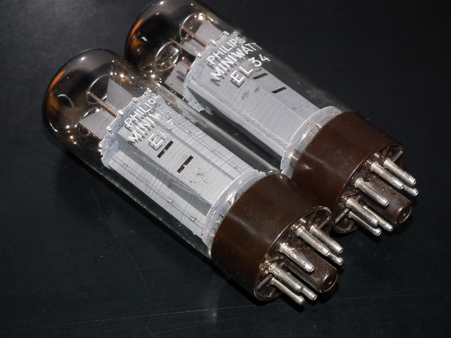 EL34 6CA7 Mullard Xf2 OO  Getter Welded Anodes Platinum Matched Pair 100%