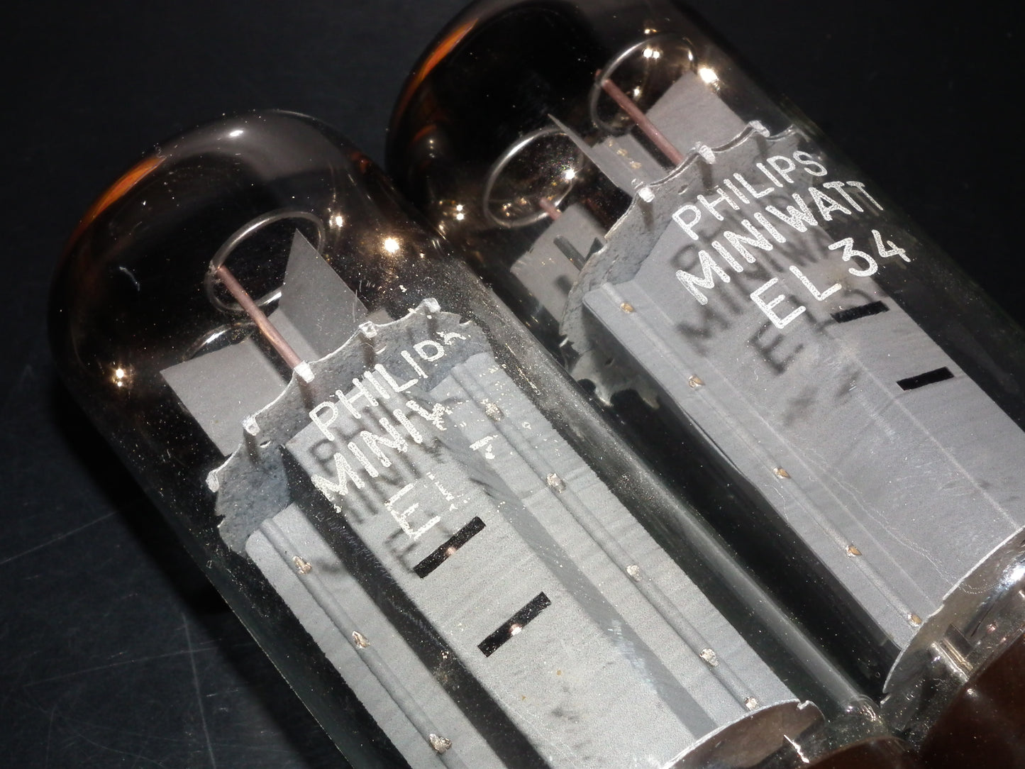 EL34 6CA7 Mullard Xf2 OO  Getter Welded Anodes Platinum Matched Pair 100%