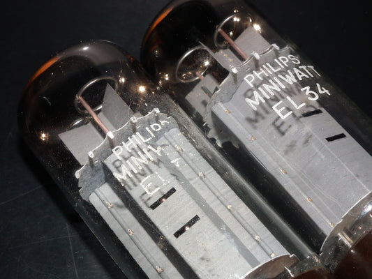 EL34 6CA7 Mullard Xf2 OO  Getter Welded Anodes Platinum Matched Pair 100%