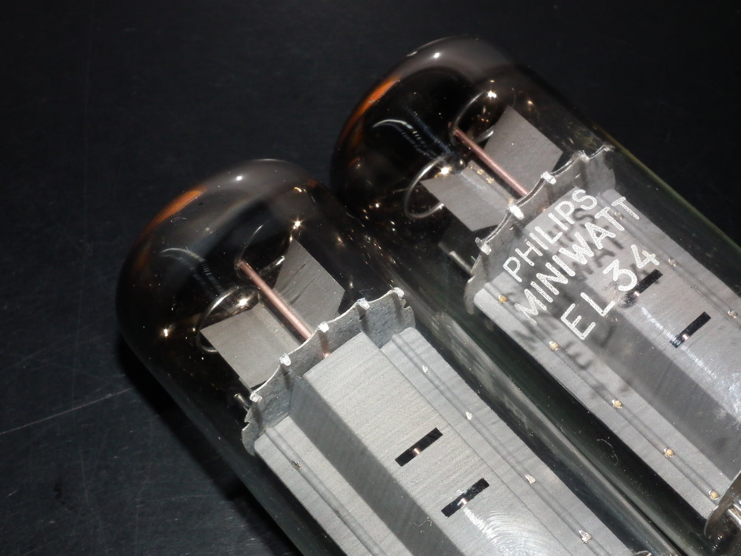 EL34 6CA7 Mullard Xf2 OO  Getter Welded Anodes Platinum Matched Pair 100%