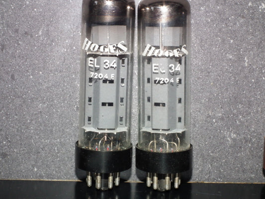 EL34 RFT Short Base HOGES Platinum Matched Pair Made In Germany