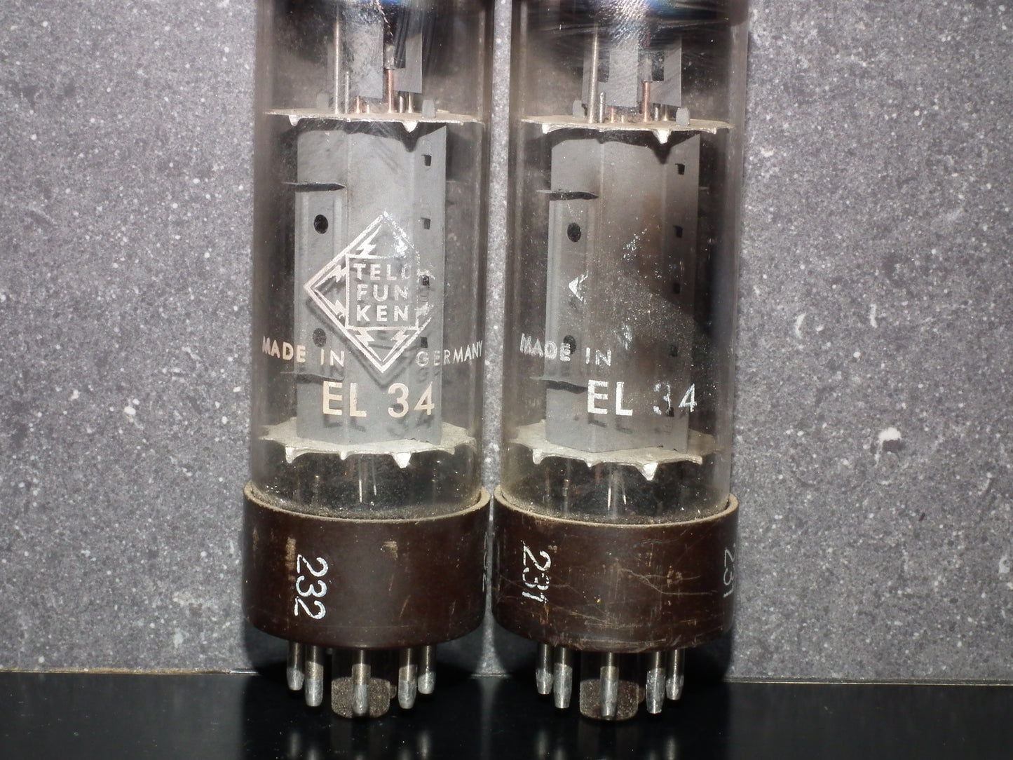 EL34 Telefunken OO Getter Brown Base Matched Pair Ulm West Germany